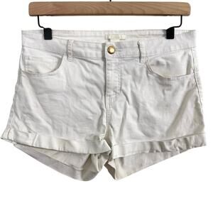 H&M White Twill Shorts Size 8